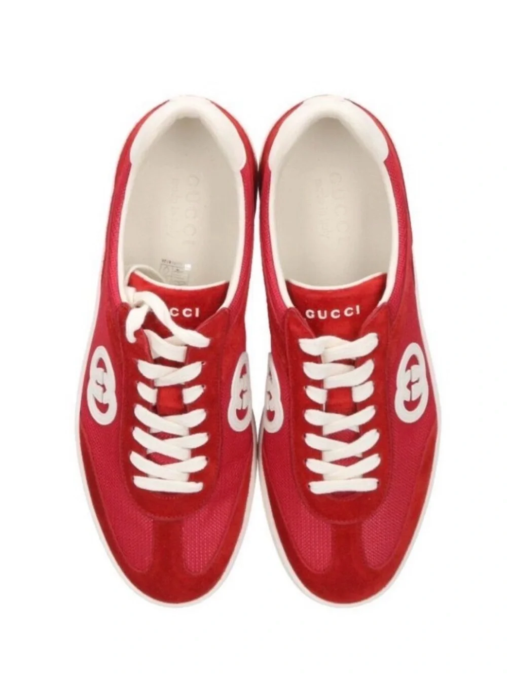 Gucci Men's Low-Top Sneaker in Red and White with Interlocking G